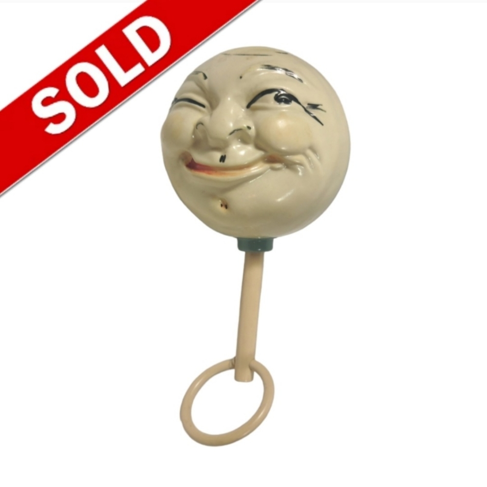 Man in The Moon Vintage Baby Rattle